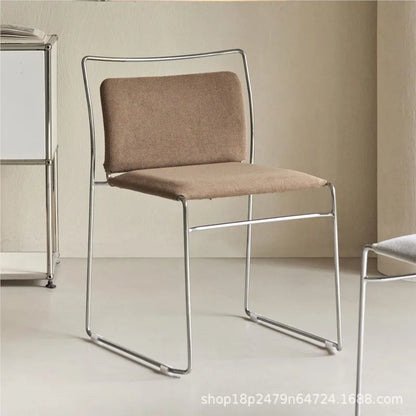 Realife Middle Ancient Style Dining Chair Nordic Design Home Study Chair Coffee Shop Soft Bag Backrest Chair Metal Frame 2025