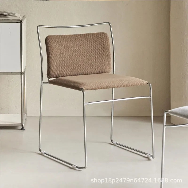 Realife Middle Ancient Style Dining Chair Nordic Design Home Study Chair Coffee Shop Soft Bag Backrest Chair Metal Frame 2025