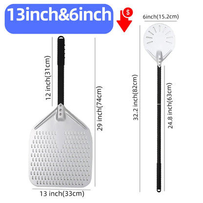 6&12 13 14  Inch Pizza Perforated Shovel Paddle Pizza Oven Turning Peel Hard  Anodized Pizza  Baking Kitchen Tool Spatula