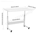 Height Adjustable Portable Standing Desk, Mobile Laptop Table, Computer Desk, Work Table, Bedside Furniture, HWC, 80x40x90cm 