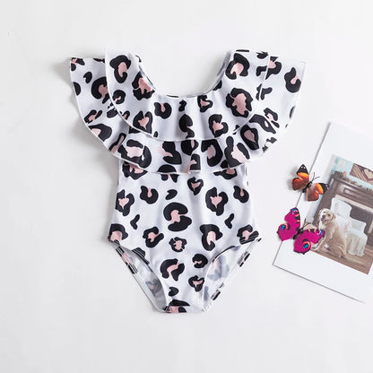 Trajes de baño de una pieza para niñas de 1, 2, 3, 4 y 5 años, estampados, para playa, verano, con lazo