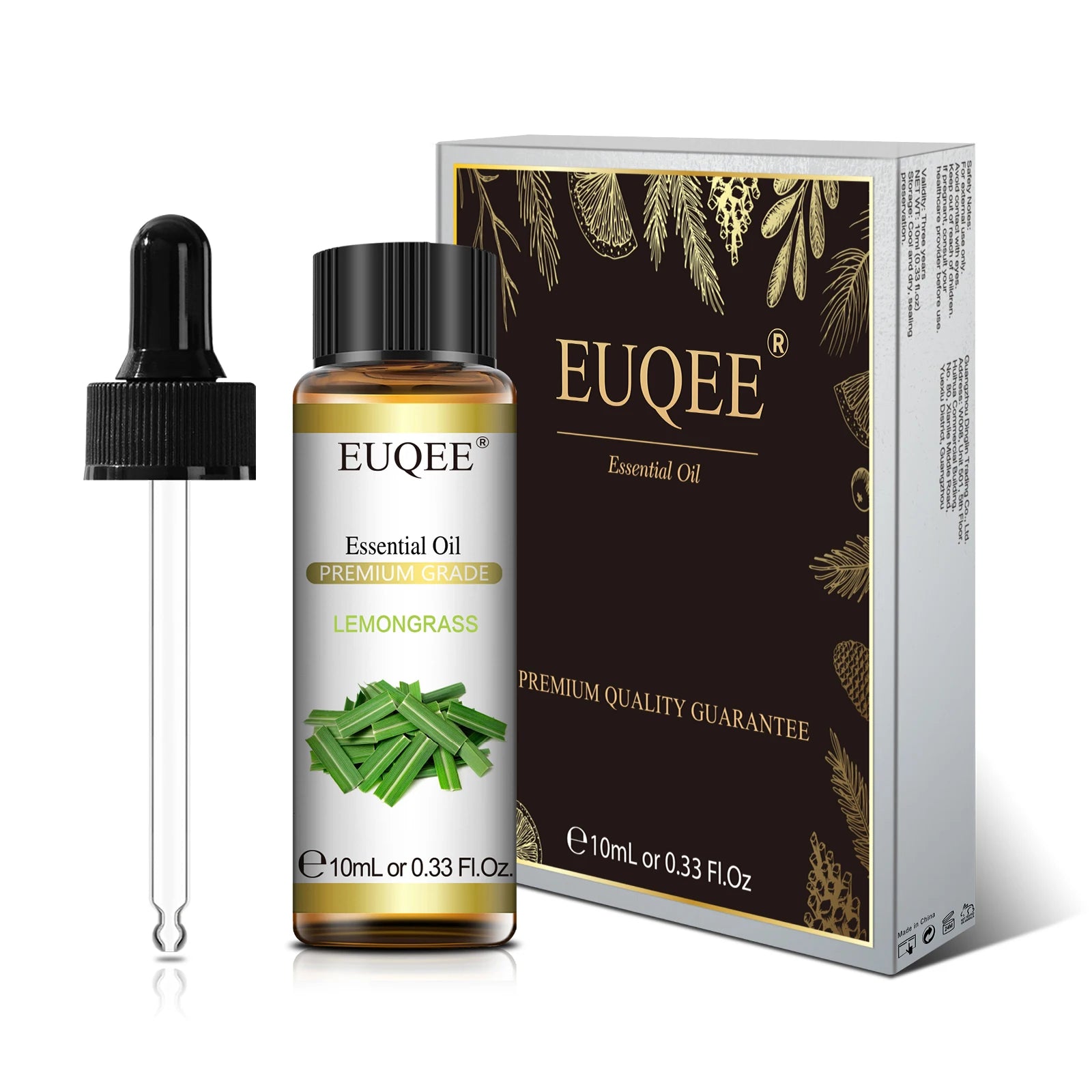 Óleo Essencial Natural de Plantas EUQEE 10ml com Conta-gotas para Difusor e Umidificador – Lavanda, Jasmim, Eucalipto e Baunilha