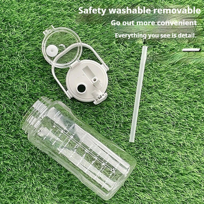 1.5L-2L Summer Large Capacity Kettle, Double Drinking Cup, Outdoor Sports Fitness Water Bottle, Straw Cup Drinking Utensils