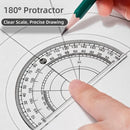 8PCS/Set Plastic Ruler Compasses Set Transparent Straight Ruler Measuring Ruler Set Square Eraser Protractor School Office