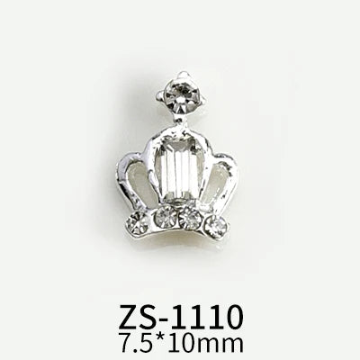 10pcs New Crown Alloy Zircon Nail Art Charms Silver Shiny Crystals Jewelry Hot Sale Nails Decoration 3D Manicure Accessories %2