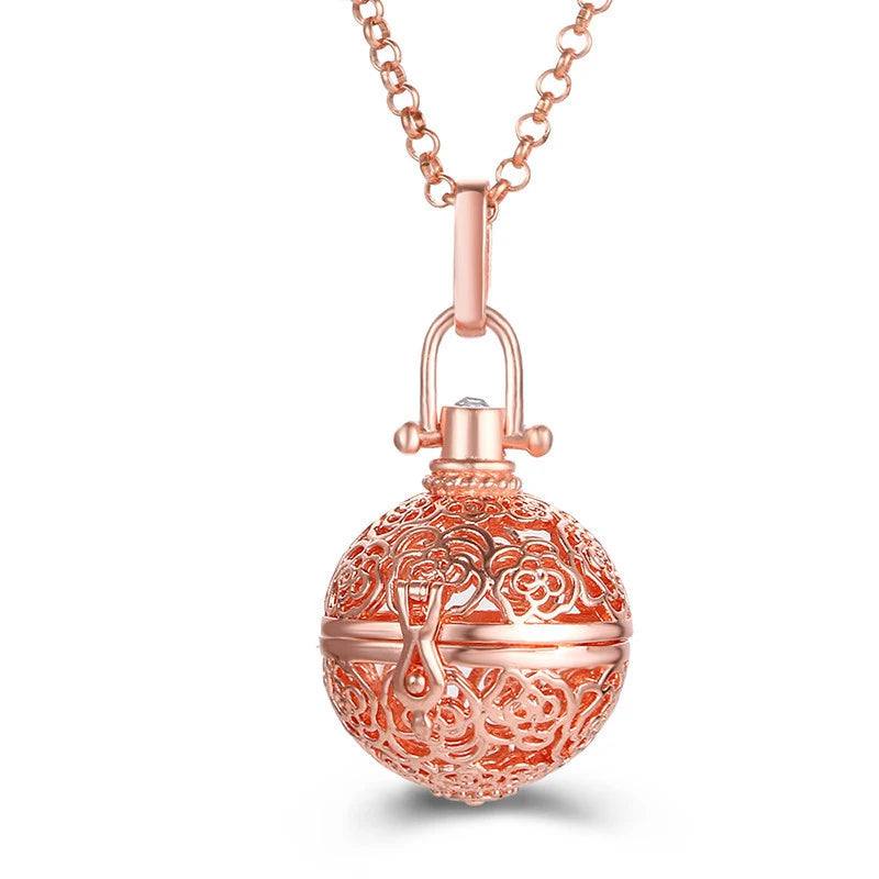 New Aroma Water Droplets Cage Lockets Necklace Heart Shaped Zircon Essential Oil Diffuser Set Combination Woman Pendant Jewelry