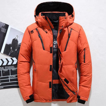 Chaqueta de plumón de 20 grados para hombre, parka de invierno para hombre, chaqueta de plumón de pato blanca con capucha para exteriores, abrigo de nieve acolchado grueso y cálido de gran tamaño M-4XL