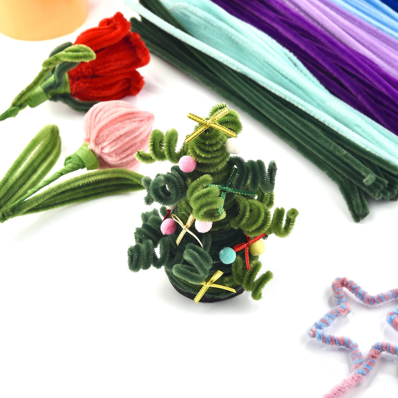 100pcs Chenille Stems Toys DIY Strips Twist Bar Anvil Wire Craft Pipe Creative Hobby Children Plush Stick Chenille Sticks