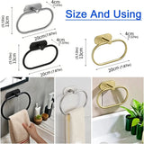 Stainless Steel Towel Holder Self-adhesive Bathroom Towel Rack Black Washhand Hanger Ring Rail Bar Kitchen Storage Accessories
