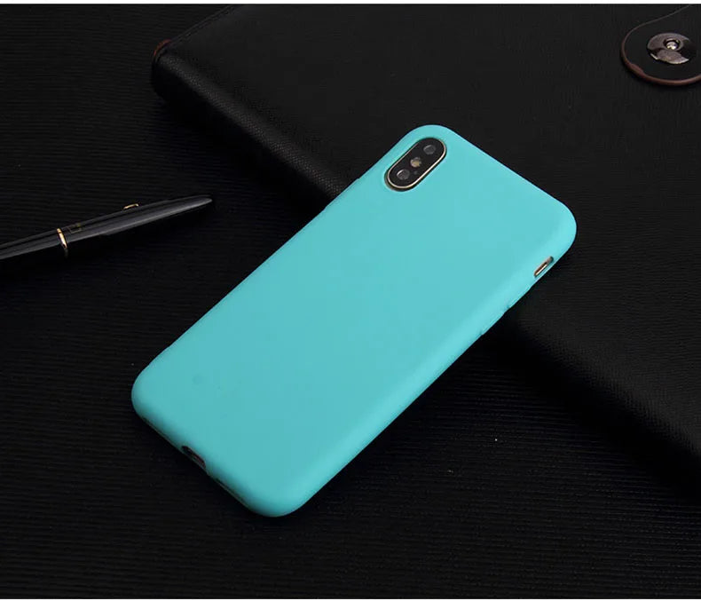 Funda de TPU suave ultrafina de color caramelo para iPhone X, XR, XS, XS Max, color sólido simple