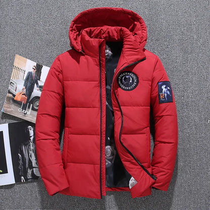 Chaqueta de plumón de 20 grados para hombre, parka de invierno para hombre, chaqueta de plumón de pato blanca con capucha para exteriores, abrigo de nieve acolchado grueso y cálido de gran tamaño M-4XL