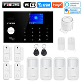 FUERS WIFI GSM Alarm System Wireless Home Burglar Security Alarm System Tuya APP Control Siren Motion Detector PIR Smoke Sensor