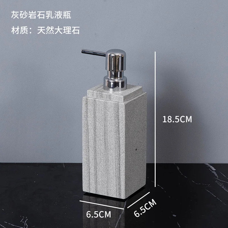 Nordic natural grey marble bathroom accessories Soap dispenser cotton swab jar tissue box soap dish tray bathroom decoration