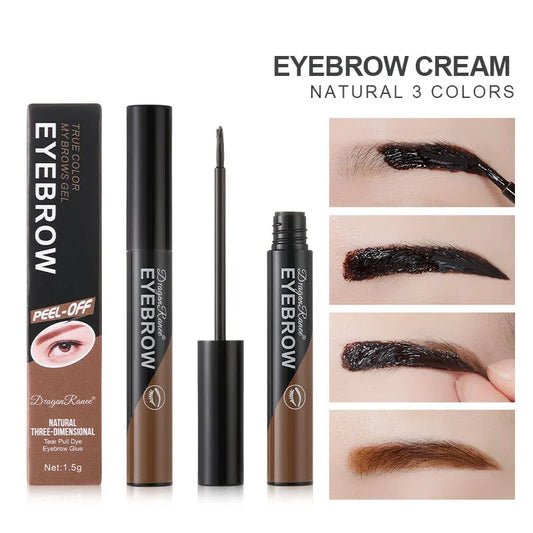 Maquillaje en gel para cejas con tinte resistente al agua y despegable, potenciador de cejas de larga duración, gel líquido, fácil de usar, marrón, gris, tatuaje natural.