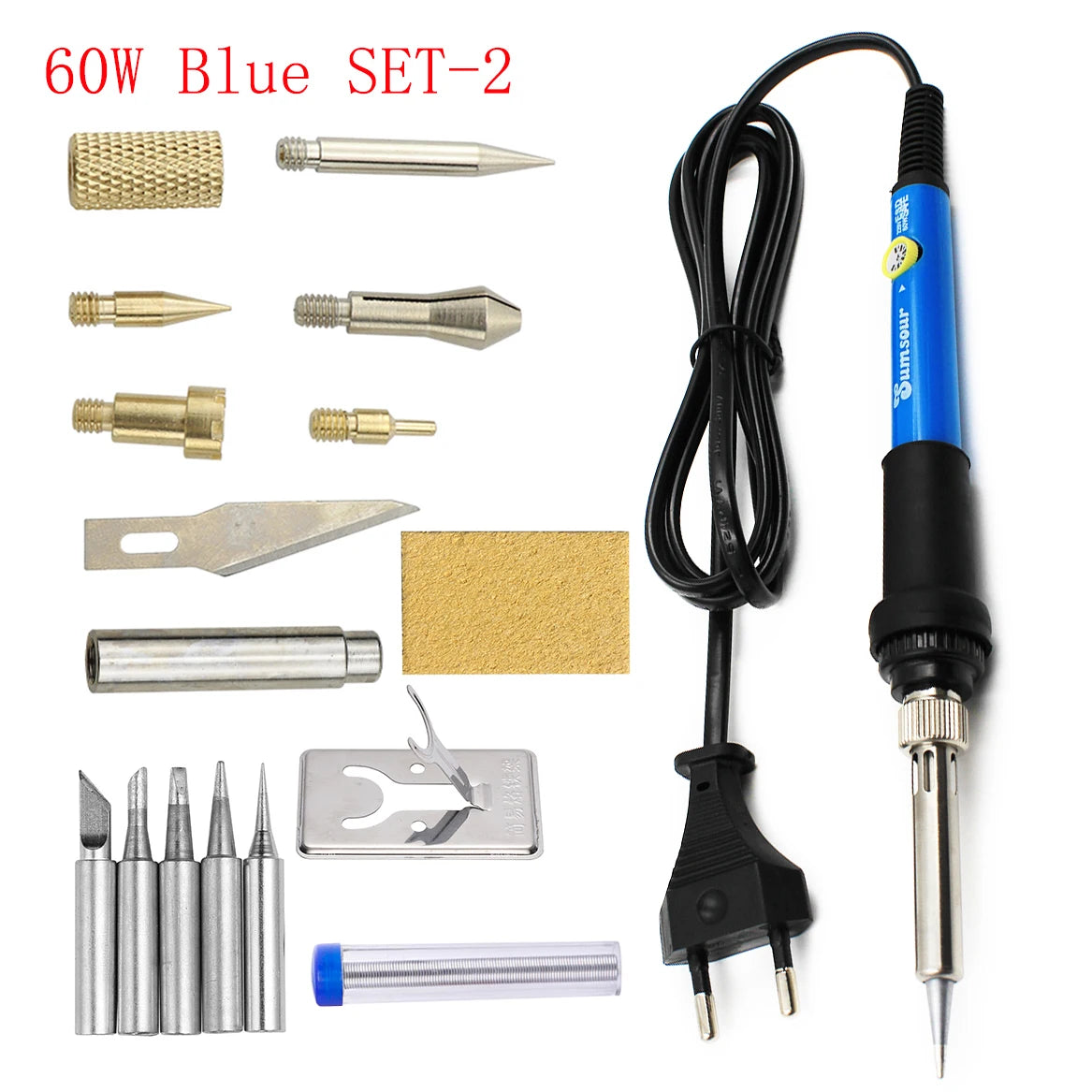 7 in 1 Wood Embossing Burning Carving Pyrography Pen Kit 60W / 80W Adjustable Temperature Soldering Iron Hand Operated Tools Set