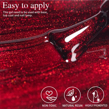 7.5ML Super Shiny Ruby Red Cat Magnetic Gel Nail Polish Wine Red Cat Eye Gel Soak Off Semi-Permanent Nail Varnish For Manicure