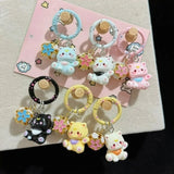 1/6Pcs Colorful Cat Bell Keychains for Friends Backpack Phone Pendant Hangings Couple Cartoon Animal Paw O-shaped Keychains