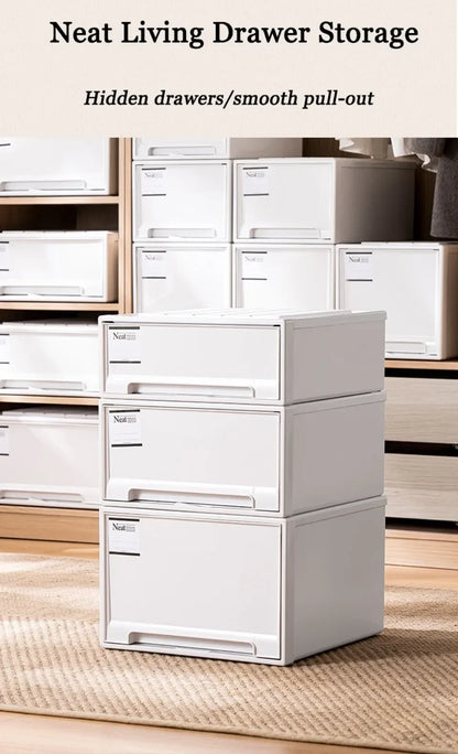 Wardrobe Storage Box High-capacity Drawer Style Stackable Container Transparent Plastic Containers for Household Use Storage