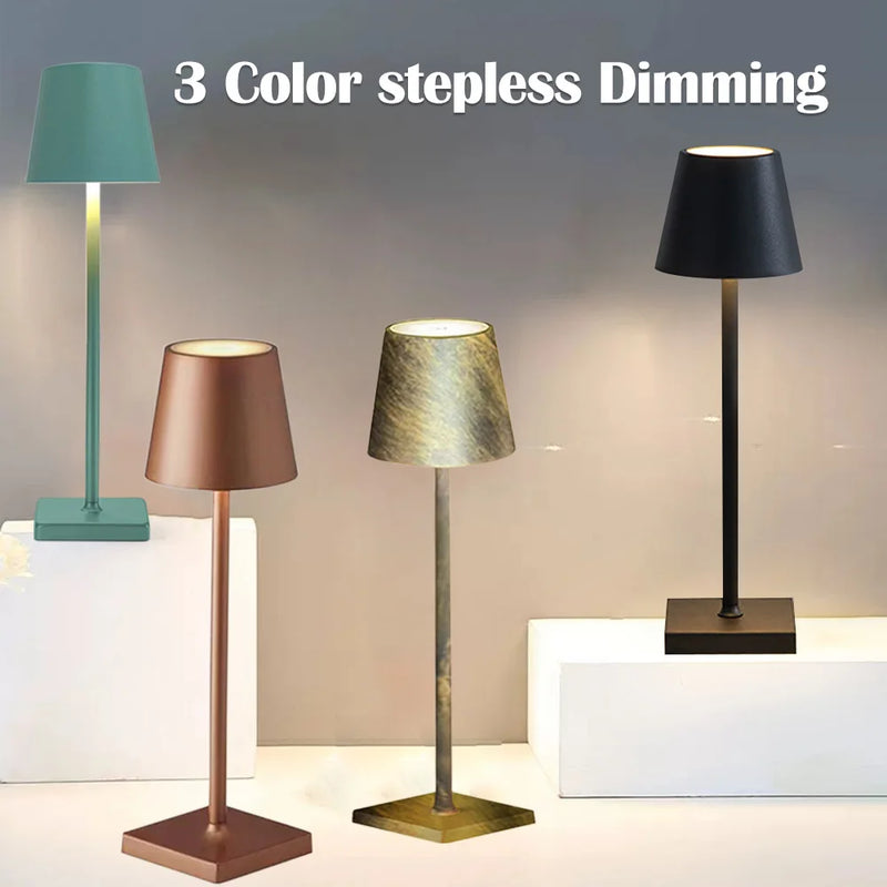 LED Table Lamps 3Levels Dimmable Wireless Led Desk Lamp Touch Bedside Creative Ambient Light USB Rechargeable Bar Outdoor Decor