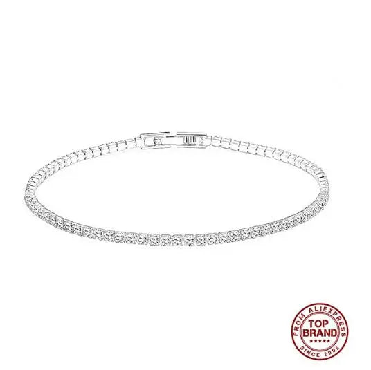 Pulsera de tenis de moissanita auténtica de 3 mm D VVS, con brillo de diamante, sólida S925, joyería para boda, regalo para mujer.