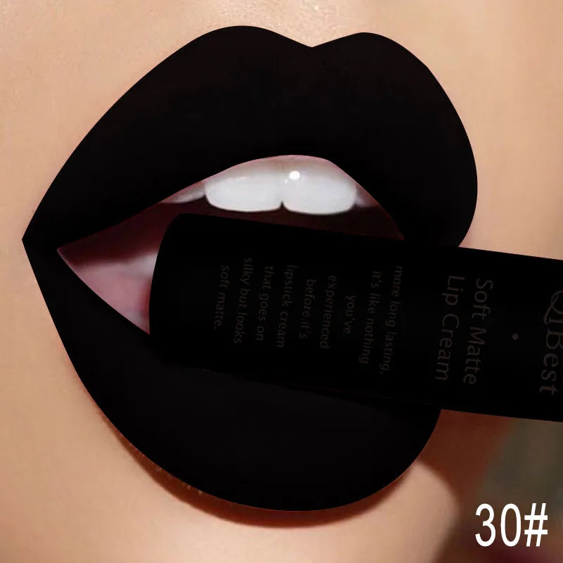 Lápiz labial líquido mate resistente al agua, brillo labial aterciopelado de larga duración, tubo mate nude, pigmento rojo, negro, maquillaje, lápices labiales cosméticos. 