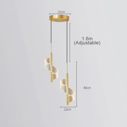 Nordic Spiral LED Pendant Lights Bedside Hanging Lamp Indoor Lighting Bedroom Living Room Home Decoration Modern Acrylic Light