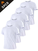 5PCS Men's Solid Color Ultralight Quick Dry Sport T-Shirt, Breathable Lightweight Top For Fitness Training Workout Running Gym