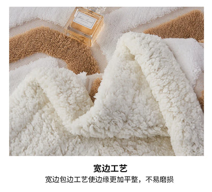Flannel Warmth Autumn Winter Blanket Keep Warm Comfortable Jacquard King Size Blankets Skin Friendly Geometric Nap Comforter