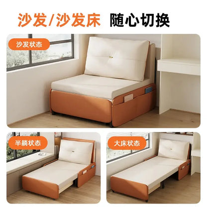 Single sofa bed folding dual-purpose small apartment rental apartment simple sofa lazy people can lie and sleep cat grab cloth