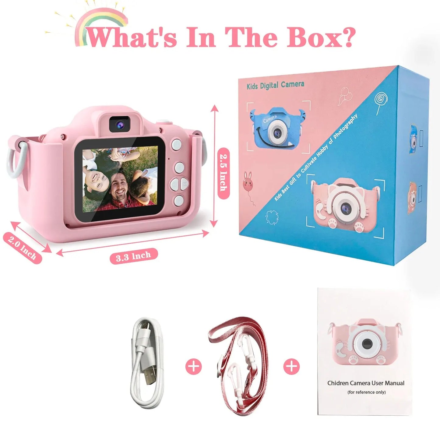 Cámara digital para niños de 1080P HD, cámara de vídeo de 2 pulgadas con funda de silicona, ideal para Navidad y cumpleaños.