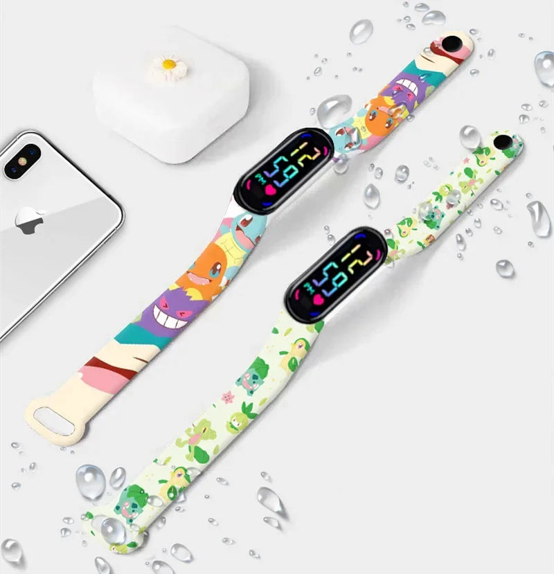 Pokemon Pikachu Dragon Ball Z Sport Casual Watches Led Silicone Watch Color Lovely Digital Children Wristwatch Clock Gift Toys