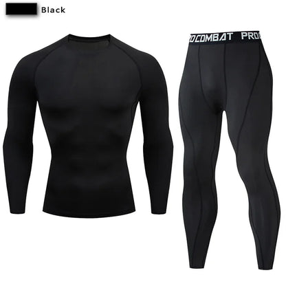 Terno Sportswear Compressão para Homens, Conjuntos de Yoga Esportes Apertados, Treino Ginásio, Jogging, MMA Fitness Vestuário, Calças de Treino, Terno Esportivo, 2PCs