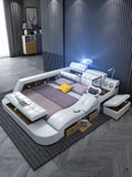 Light Luxury Leather Multi-functional Intelligent Projection Bed Modern Simple 1.8 Double Bed Storage Wedding Bed