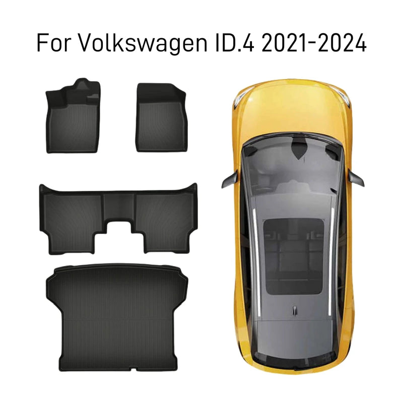 Alfombrillas de TPE para maletero de Volkswagen ID.4 (2024, 2023, 2022 y 2021), impermeables y resistentes a la intemperie.