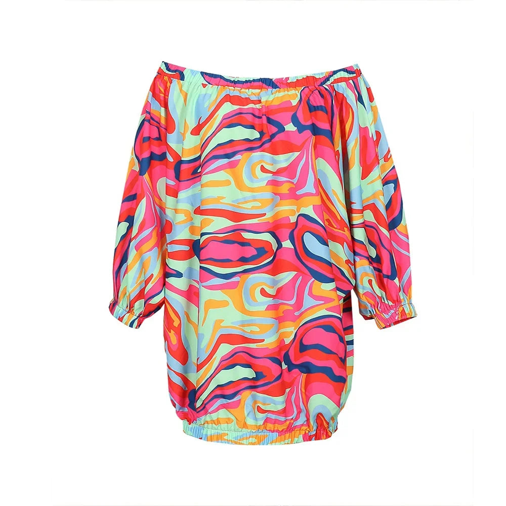 Plus Size TEMU2024 Verão Novo vestido feminino plus size manga comprida padrão de listra irregular comprimento não regular tamanho grande coágulo...