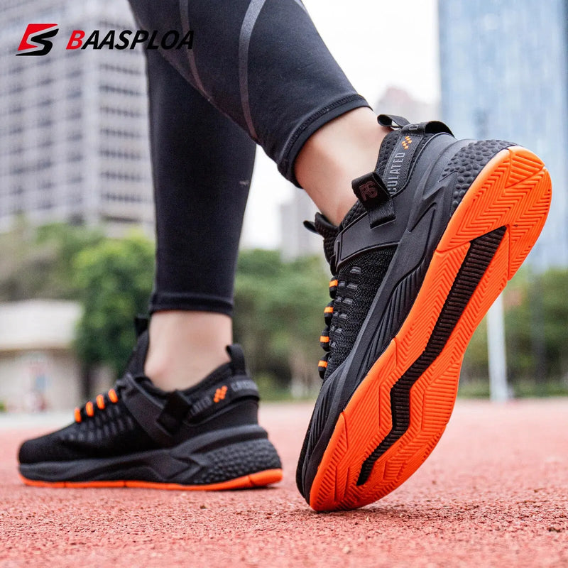 Baasploa Men Casual Sneakers New Mesh Breathable Sport Shoes For Men Lightweight Comfort Running Shoes Non-Slip Outdoor Male