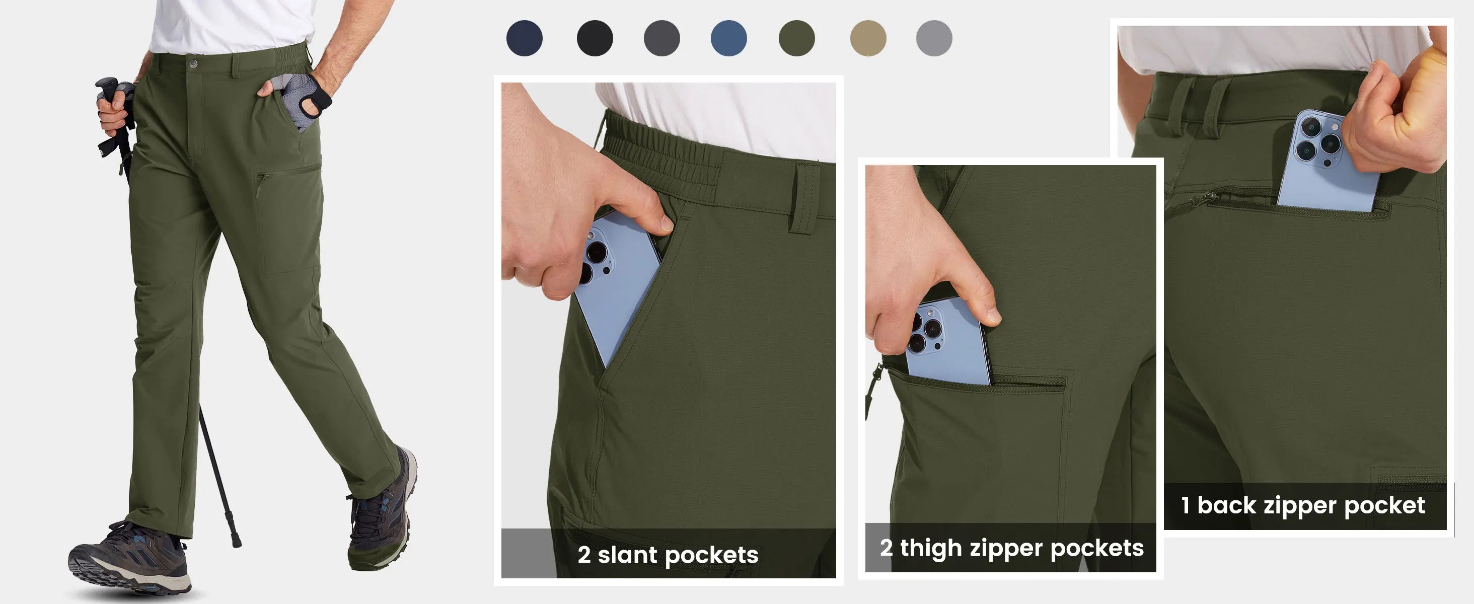 TACVASEN Waterproof Lightweight Hiking Pants Mens Ripstop Quick Dry Cargo Work Pant Outdoor Trekking Hard-wearing Trousers Male