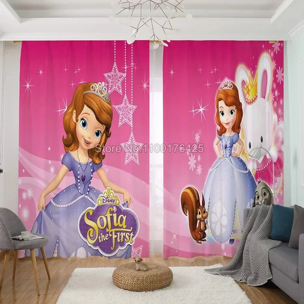 Princess Series Curtain Home Decor 1pc Bedroom Window Drapes for Living Room Balcony Screen Dustproof Cartoon Cute Perforated