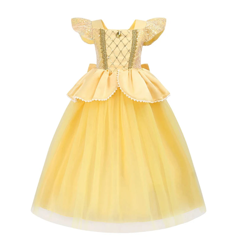 Children's Halloween Role Play Fairy Princess Belle Dress Xmas Carnival Masquerade Performance Birthday Party Fancy Girl Clothes