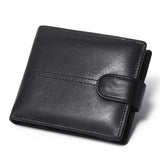 Men's Genuine Leather Wallet, Anti-Theft RFID Brush, Anti-Magnetic, Short Coin Purse, Large Capacity, Multi-Slot Buckle Wallet