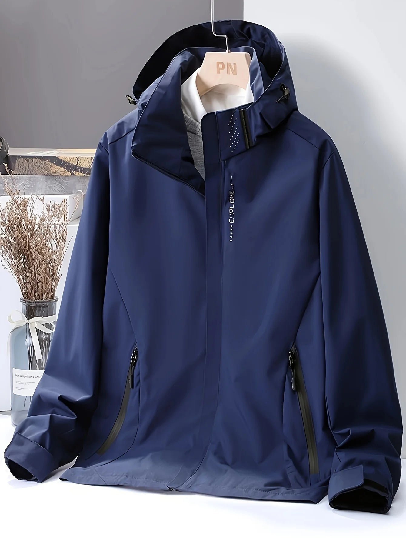 Men's Lightweight Waterproof Rain Jacket, Hooded Shell Outdoor Raincoat Hiking Windbreaker Jacket Coat