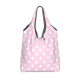 Custom Recycling Classic Black And White Polka Dot Shopping Bag Women Tote Bag Portable Grocery Shopper Bags