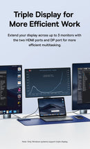 Baseus USB Hub DP 4K Dual HDMI Adapter 11 in 1 Splitter RJ45 USB 3.0 PD 100W Docking Station for MacBook Pro Air M2 M1 USB C HUB