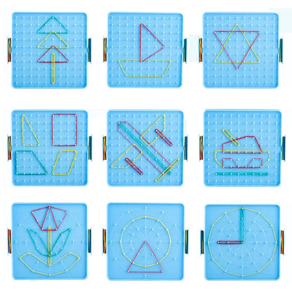 Montessori Baby Creative Toy Graphics Rubber Tie Nail Boards Childhood Geometry Education Preschool Kids Puzzle Game Toy 14cm