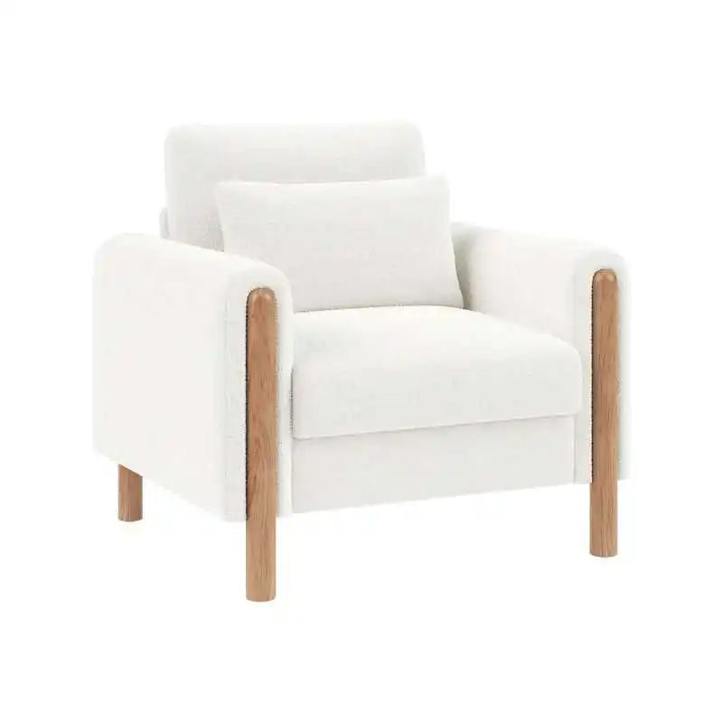 Modern armchair with thick cushions and a soft seat, suitable for reclining in the living room, office, or bedroom.
