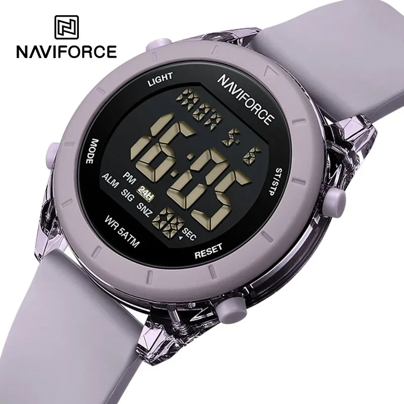 NAVIFORCE NF7108 Casual Wild Ladies Watch 50m Waterproof LCD Digital Display Electronic Silicon Strap Female Clock