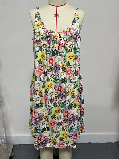 2024 aliexpress transfronteiriço europeu e americano plus size verão novo feminino impresso doce feriado vestido de verão