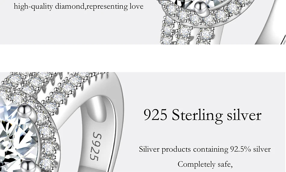 PERFANY 2/3CT Moissanite Ring for Women S925 Pure Silver Plated 18K White Gold Diamond Wedding Ring Luxurious Wedding Jewelry