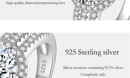 PERFANY 2/3CT Moissanite Ring for Women S925 Pure Silver Plated 18K White Gold Diamond Wedding Ring Luxurious Wedding Jewelry