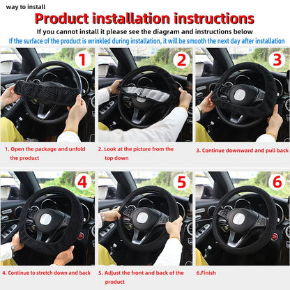 1 linen breathable fabric Bohemian style automotive supplies without inner ring steering wheel cover fits 14.5-15 inches